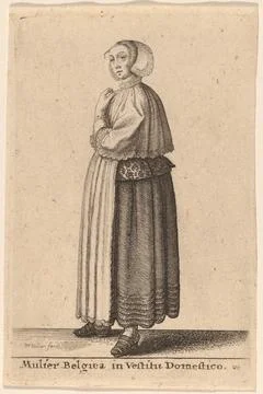 Nga,UK,16th-19th c.Wenceslaus Hollar, Mulier Belgica in Vestitu Domestico Stock Photos