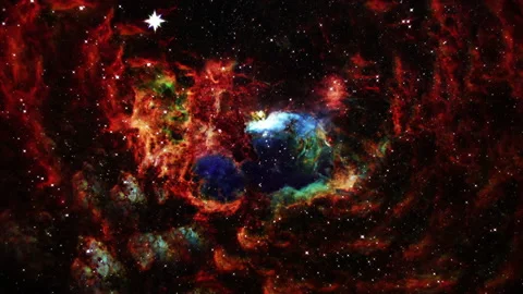 NGC 6357 The Lobster Nebula. Space Flight Stock Footage 170738264