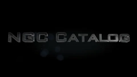 NGC Catalog title 3D metal text on black alpha channel background Stock Footage 301264170