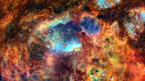 NGC6357 The Lobster Nebula. Space Flight to star field Galaxy and Nebulae Stock Footage 149182467