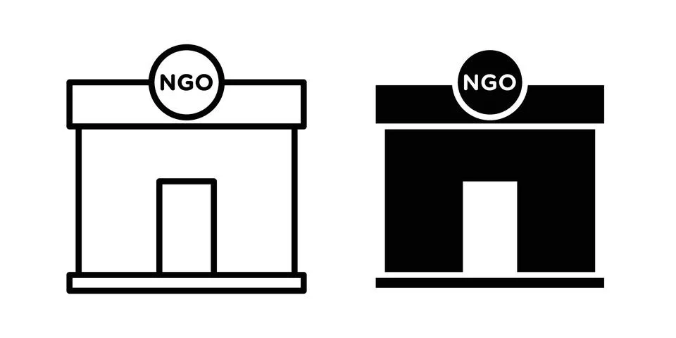 NGO Building icon silhouette vector set. thin line pack Ilustración de archivo