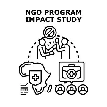 Ngo program impact study and healthcare assistance concept Illustration