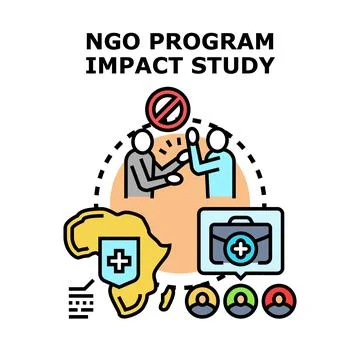 Ngo program impact study and healthcare assistance concept Stock Illustration