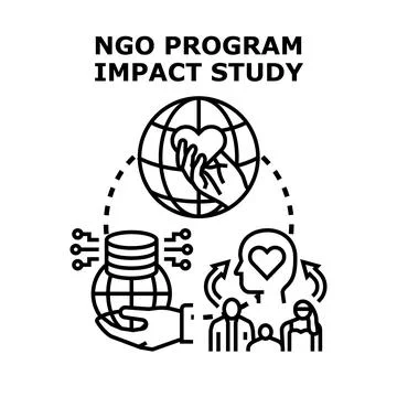 Ngo program impact study measuring global aid impact Stock Illustration