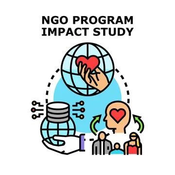 Ngo program impact study measuring global aid impact Stock Illustration