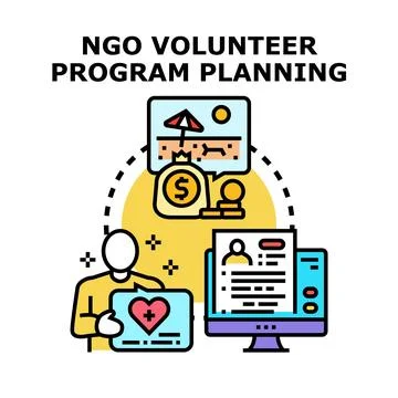 Ngo volunteer program planning and management concept Stock Illustration