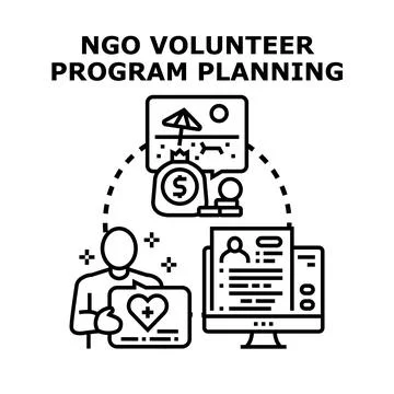 Ngo volunteer program planning and management concept Stock Illustration