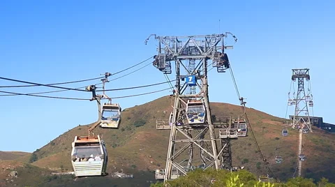 Ngong Ping 360 Cable Car Of Hong Kong (zoom out) Stock Footage 51137240