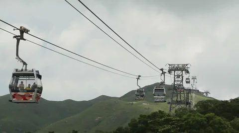 Ngong Ping 360 Cable Car in Hong Kong Stock Footage 51616215