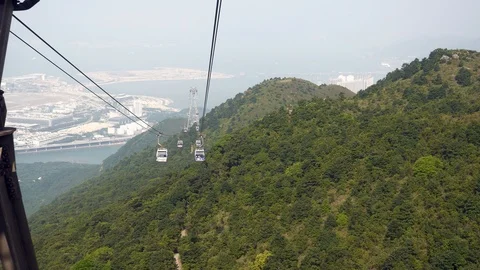 Ngong Ping 360 cable car, Lantau Island, Hong Kong Stock Footage 90111577