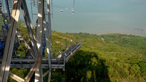 Ngong Ping 360 cable car, Lantau Island, Hong Kong Stock Footage 90148573