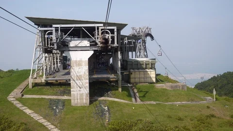 Ngong Ping 360 cable car, Lantau Island, Hong Kong Stock Footage 90151510
