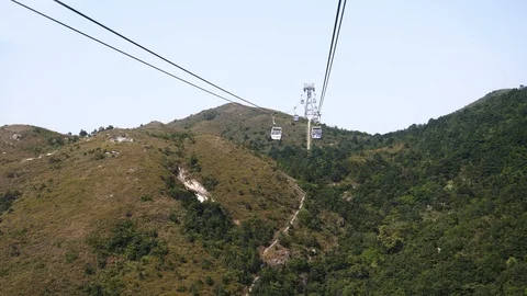 Ngong Ping 360 cable car, Lantau Island, Hong Kong Stock Footage 90152955