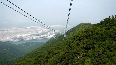 Ngong Ping 360 cable car, Lantau Island, Hong Kong Stock Footage 90153472
