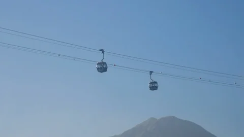 Ngong Ping 360 cable car moving Stock Footage 125390924