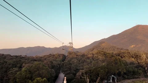 Ngong Ping Cable Car 360 View seeing Hong Kong highland landscape 스톡 동영상 287591933