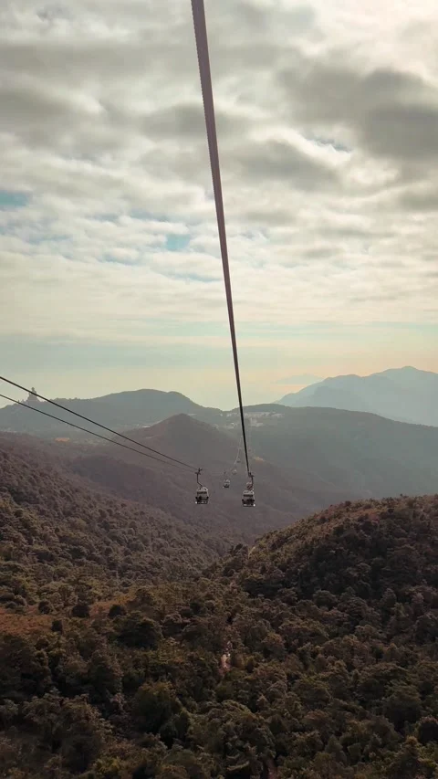 Ngong Ping Cable Car 360 View seeing Hong Kong highland landscape 스톡 동영상 287592029
