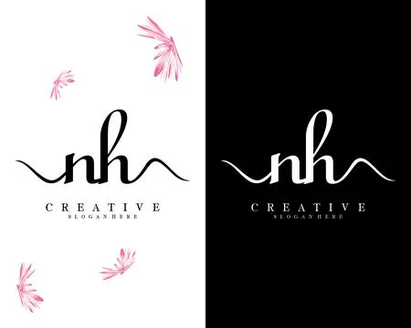 Nh, hn script font letter logo design template vector Stock Illustration