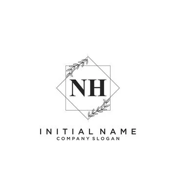 NH Initial handwriting logo design Stock Illustration