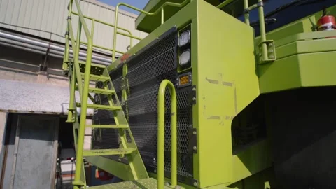 NHL TR50E mining dump truck showing heavy duty radiator grille and bright 스톡 동영상 332106281