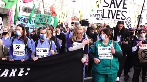 NHS Protest -  XR 9th April 2022 Stock Footage 186992181