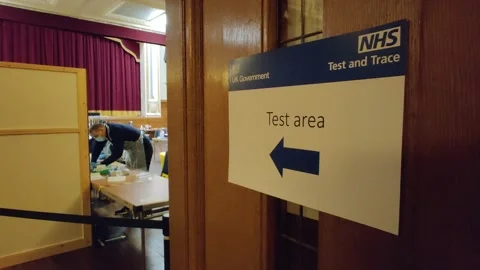 NHS TEST AND TRACE COVID-19 TESTING SITE IN ISLINGTON CENTRAL LONDON UK 4K Stock Footage 145424859