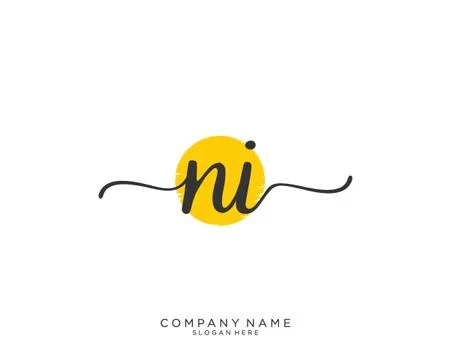 NI Initial handwriting logo design Stock Illustration