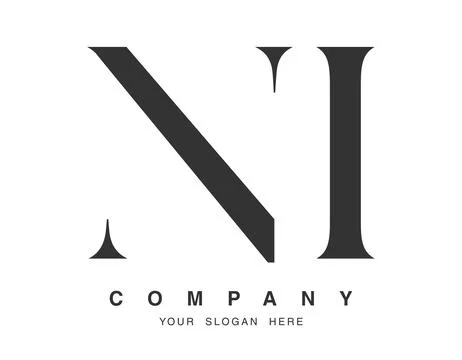 NI logo design. Initial letter n and i serif font style. Creative classic c.. Stock Illustration