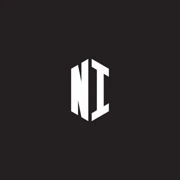 NI Logo monogram with hexagon shape style design template Illustrazione stock
