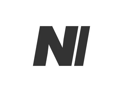 NI Techno Editable Font Logo For Corporate Branding. Bold, Futuristic Desig.. Stock Illustration