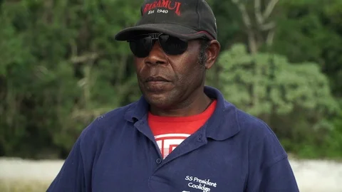 Ni-Van boat driver in Vanuatu Stockbeeldmateriaal 76545651