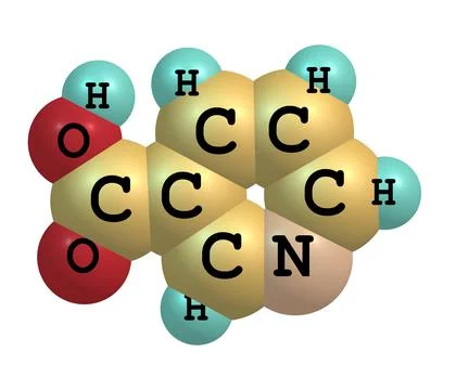 Niacin (B3) molecular structure on white background Stock Illustration
