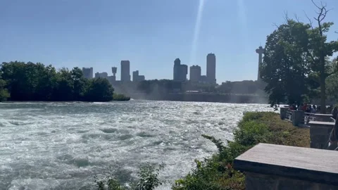 Niagara, Canada. Waterfalls in foreground Stock Footage 199444055