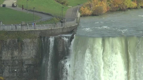 Niagara Falls And Tourists Stock Footage 120842571