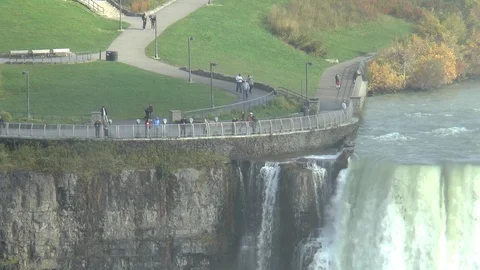 Niagara Falls And Tourists Stock Footage 120930955