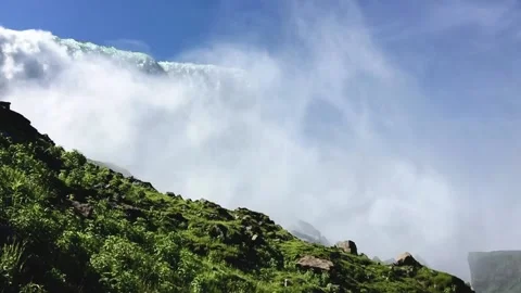 Niagara Falls from below shore with spray Video stock 236258610