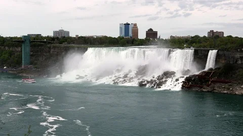 The Niagara Falls between Canada and USA Stock Footage 116770760