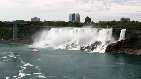 The Niagara Falls between Canada and USA Stock Footage 116772456