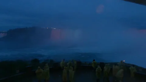 Niagara Falls - Beyond the Falls at night Stock Footage 160519289