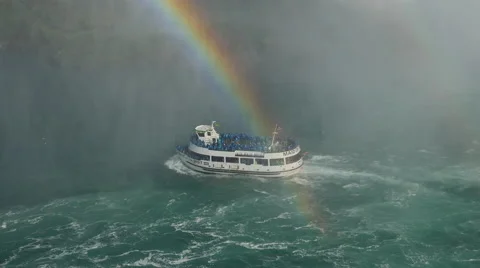 Niagara Falls Boat through the rainbow Stock-Footage 42016648