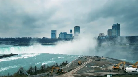 Niagara Falls on a Cloudy Day Stock Footage 67561274