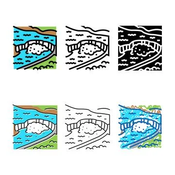 Niagara falls color icon vector set Stock Illustration
