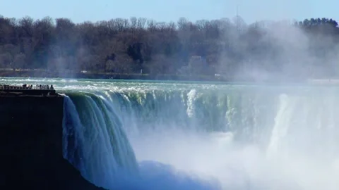 Niagara Falls, a complex of waterfalls on the Niagara River forming the int.. Stock Footage 341692417
