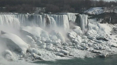 Niagara Falls During Winter Cold Stock Footage