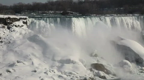 Niagara Falls During Winter Cold Video stock 718114