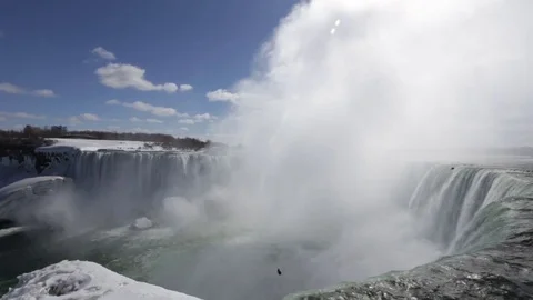 Niagara Falls During Winter Sunny day Stock Footage 84059536