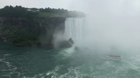 Niagara Falls. excursion boat (top view) Stockbeeldmateriaal 76666196