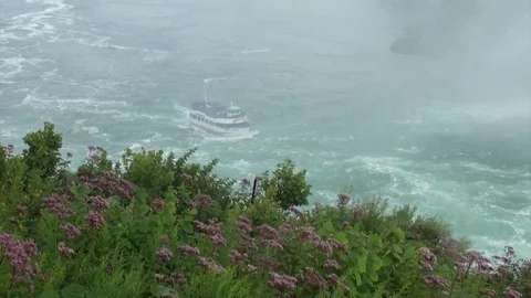 Niagara Falls, excursion boat (zoom in). Stock Footage 76667368