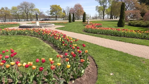 Niagara falls in full bloom in the spring but few tourists in COVID 19 pandemic Vidéo 153422431