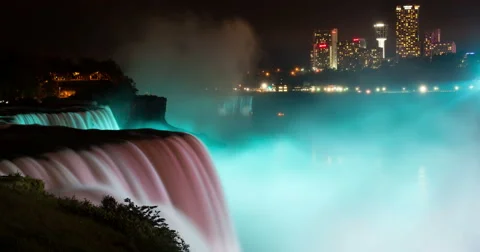 Niagara Falls Light Show Time-Lapse Stock Footage 41716015